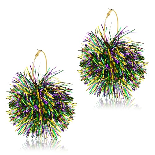 Boucles D'oreilles Carnaval Femme, Boucle D'oreille Pendante Coloré, Cercle Boucles Doreilles Fantaisie Coloré pour Filles et Femmes Ornements de Carnaval...