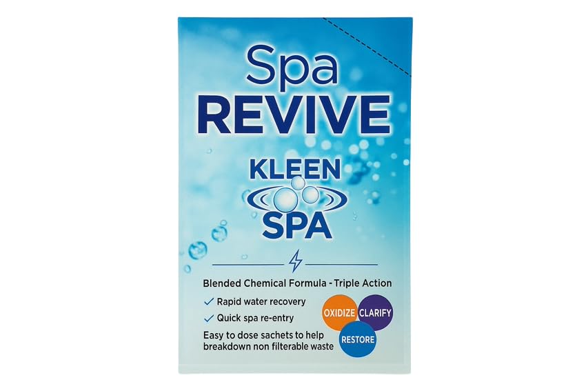 Kleen Spa Revive Hot Tub Shock Treatment 35g Sachet Spa Shock Treatment with Triple Action Formula Restores Sparkling Water