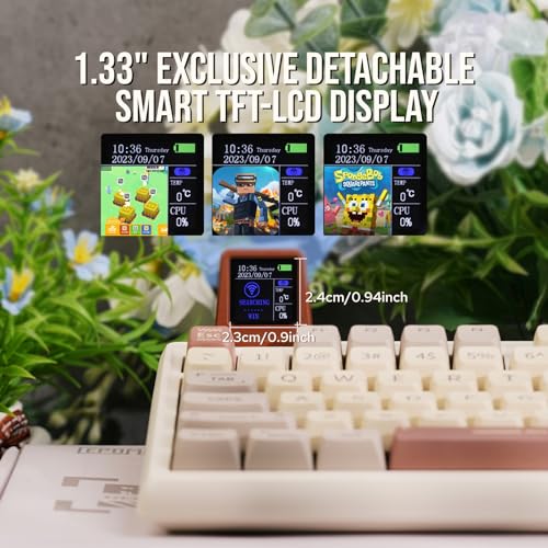 Epomaker RT100 Mechanical Keyboard, Retro Gaming Keyboard With Display Screen, Bt5.0/2.4G/Usb-C 97 Keys Gasket Custom Keyboard, Hot Swappable, Nkro, With Knob For Win/Mac thumb #3