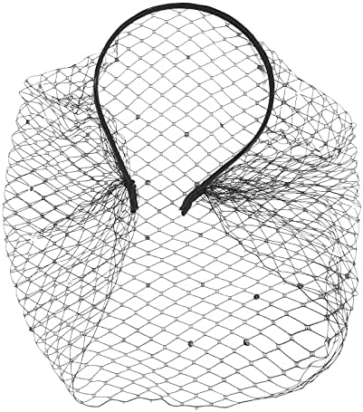 Ogteud Mesh Veil Headband Flapper Fascinator Headpiece Chic Elegant Face Veil Hair Hoop Headdress Wedding Cocktail Tea Party Hair Accessories for Women and Girls (Black) (2-Black)