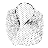 Ogteud Mesh Veil Headband Flapper Fascinator Headpiece Chic Elegant Face Veil Hair Hoop Headdress Wedding Cocktail Tea Party Hair Accessories for Women and Girls (Black) (2-Black)