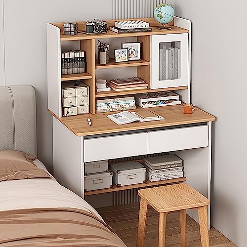Kompakter Computertisch mit Aufsatz, Home-Office-Schreibtisch mit Regalen, Kleiner Schreibtisch und PC-Arbeitstisch für begrenzte Räume, 80 x 48 x 120 cm, Holz.