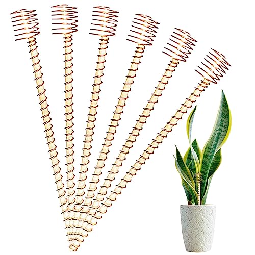 Electroculture Antenna da giardino in rame | Pali da 12 pollici per giardinaggio, 6 pezzi pali di supporto per piante avvolti in legno naturale, pali per giardinaggio, pali per piante da appartamento