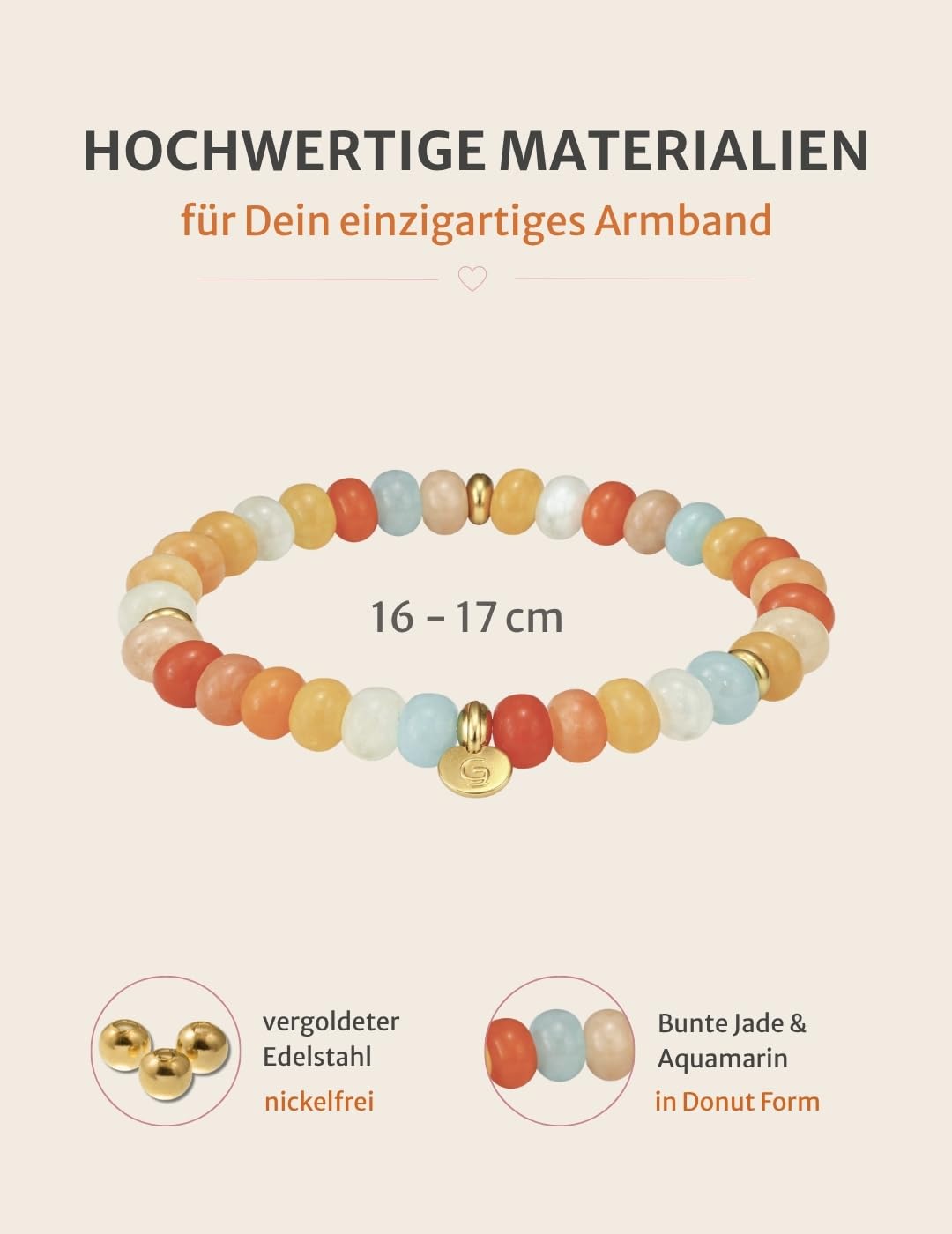 happymaker - Perlenarmbänder bunt Damen mit echten Edelsteinen, Armband Set, Schmuckschachtel, handgefertigt in Deutschland