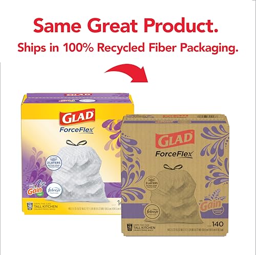 Image of Glad ForceFlex Tall Kitchen Trash Bags, 13 Gallon, Gain Lavender, 140 Count (Package May Vary)