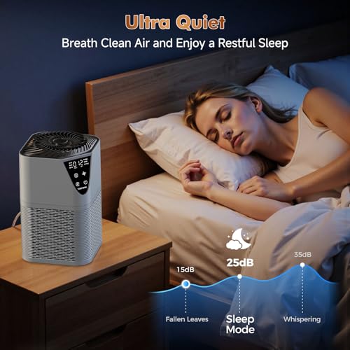 Image of Air Purifiers for Home Large Room up to 1750 Sq Ft, H13 True HEPA Filter Air Purifiers for Bedroom, 25dB Quiet with Fragrance Diffuser for Home, Bedroom,Office (Gray)