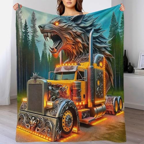 Couverture lit microfibre chaude et douce imprimée 3D camion
