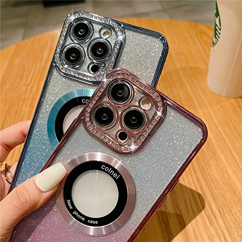 Coque antichoc iPhone 13 magnétique violette en strass luxe
