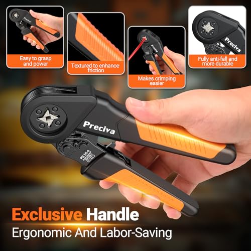 Bootlace Ferrule Crimping Tool Kit, Preciva 0.08-16mm²/AWG 28-5 Ferrules Crimper with 1500pcs Connectors, Wire Crimp Tools, Self-Adjustable Ratchet Crimps Pliers for Electricians - Image 6