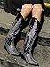 RONILURN Knee High Cowboy Boots for Women Cowgirl Western Boots Rhinestone Bling Pointed Toe Chunky Heel Pull On Fashion Shoes Tall Black Boot