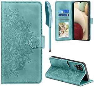Handyhülle für Samsung Galaxy A12/M12, Hülle für Samsung Galaxy A12 / Galaxy M12 Lederhülle Flip PU Leder Tasche Case Kartenfach Magnet Ständer Klapphülle Schutzhülle für Samsung A12/M12, Grün