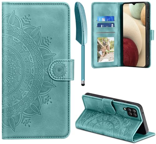 Handyhülle für Samsung Galaxy A12/M12 Hülle für Samsung Galaxy A12 / Galaxy M12 Lederhülle Flip PU Leder Tasche Case Kartenfach Magnet Ständer Klapphülle Schutzhülle für Samsung A12/M12 Grün
