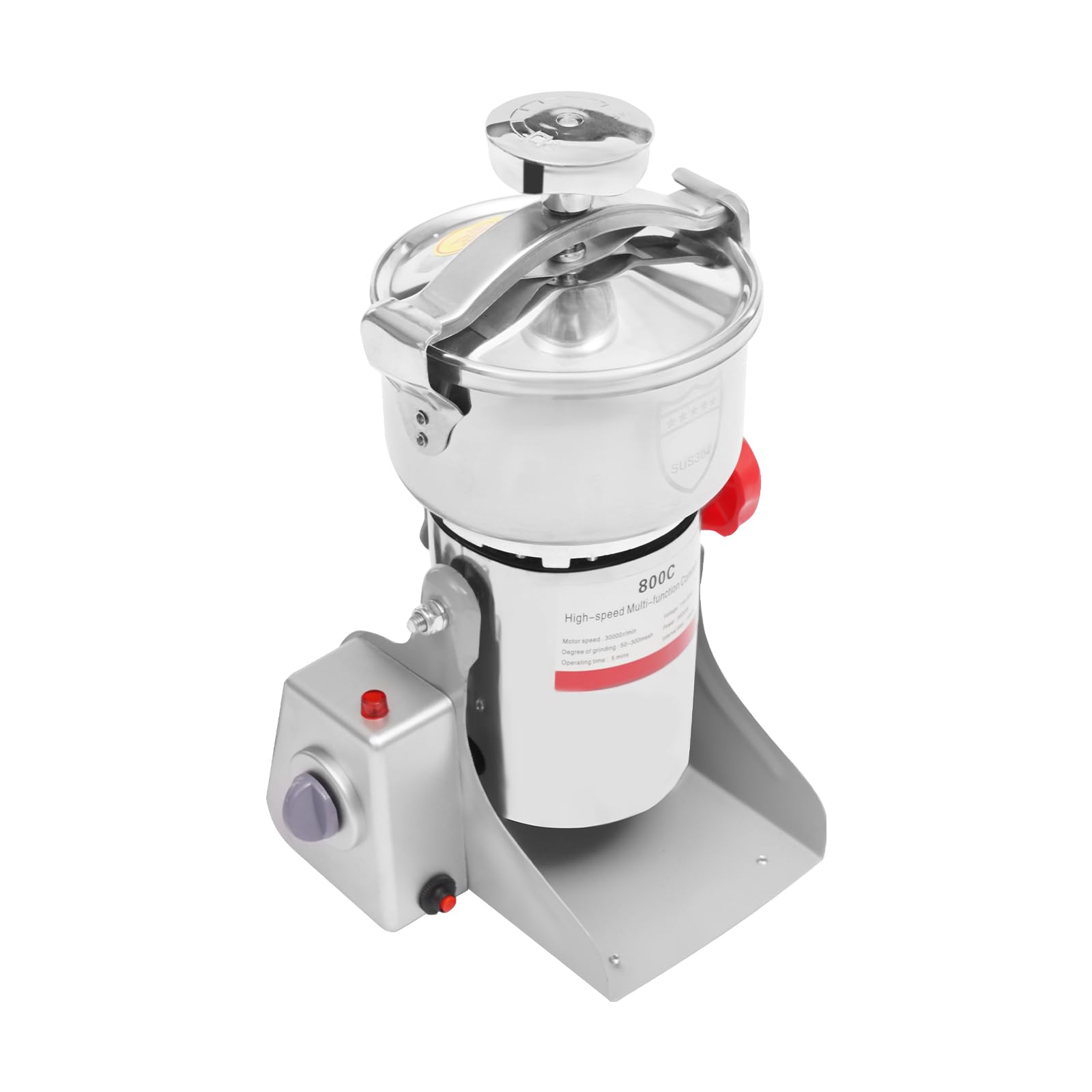 WUSILILU 800g Electric Grain Mill Grinder, 3500W 30000RPM Commercial Grinders, Dry Grain Mill Grinder, Stainless Steel Pulverizer Powder Machine for Rice, Wheat, Corn, Spices (800g)