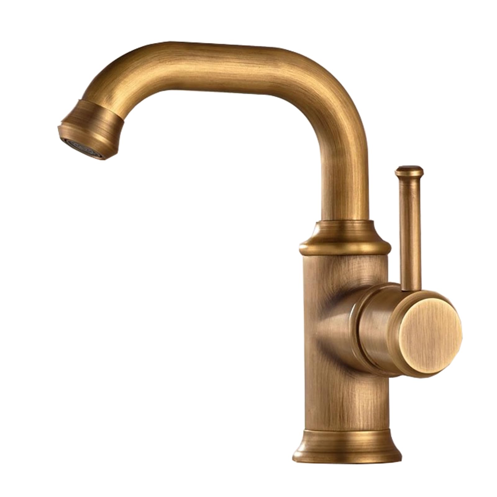 Antique Brass Kitchen Tap Hot and Cold Water Rotable Sink Taps for Single Lever Hole