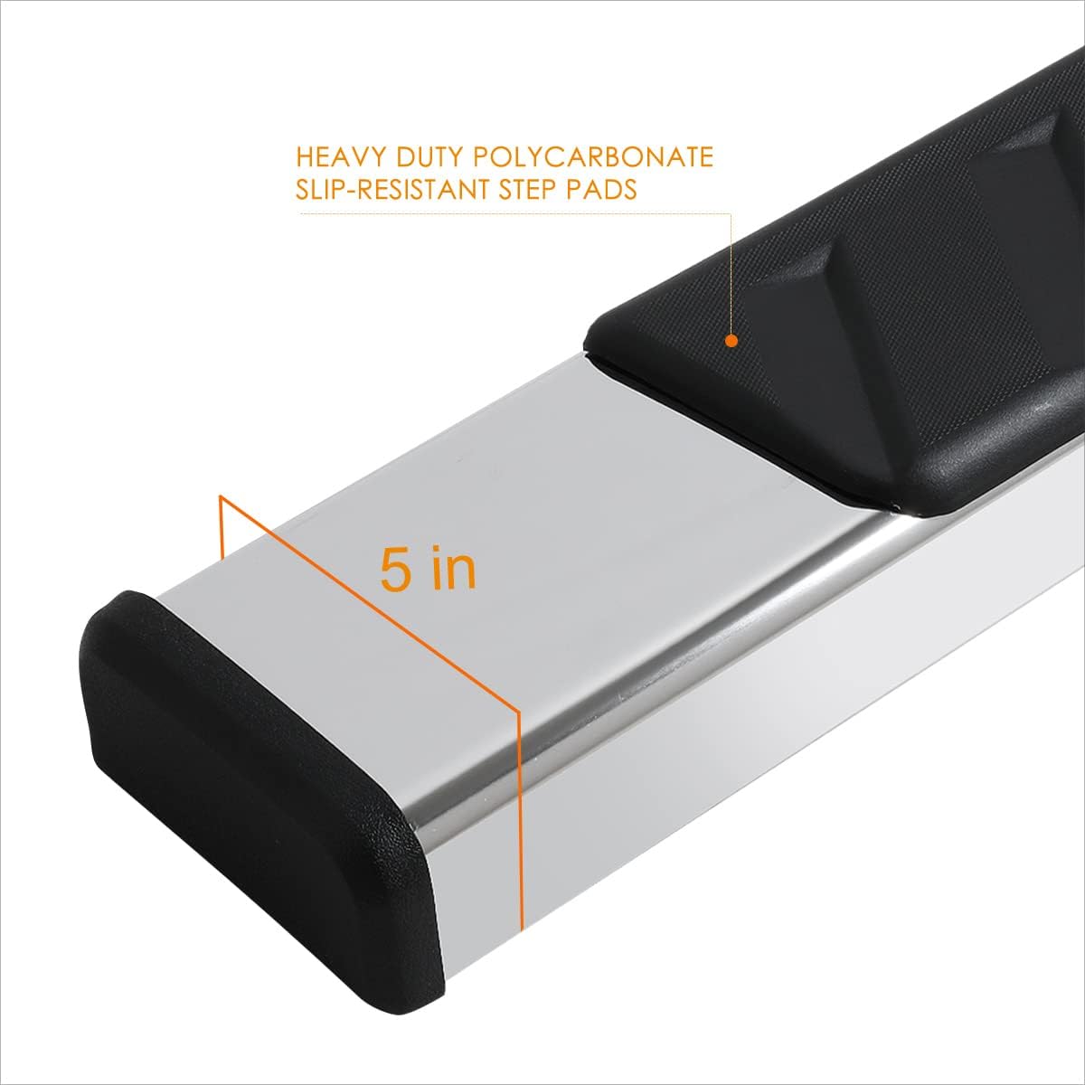 PM PERFORMOTOR 5 Inches Wide Stainless Steel Side Step Nerf Bar Running Boards Compatible with 2009-2022 Dodge Ram 1500 Quad (Extended) Cab, PM-RNB-8176-SS