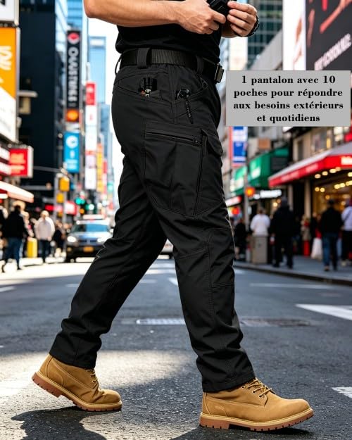 Pantalon Cargo Homme Tactique Multi Poches Combat Stretch Extensible Séchage Rapide (Pas de Ceinture)