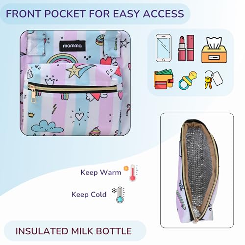 Image of MAMMA Diaper Bag for mothers for travel | Small Baby Bag for mother Travel, 3 ways carry | Mini Diaper Bags for Mom for Travel, Waterproof Baby Diaper Bag for mother carry with 9 months warranty