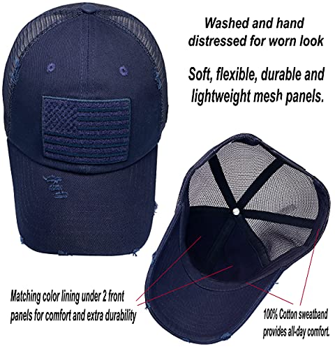 Image of Antourage American Flag Unconstructed Unisex Mesh Snapback Baseball Hat Cap for Men and Women +2 Patriotic Patches Included