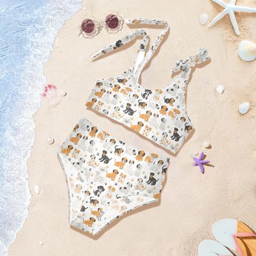Girls Two Piece Tankini Swimsuits Dogs Summer Bathing Suit Beach Swimwear Set2