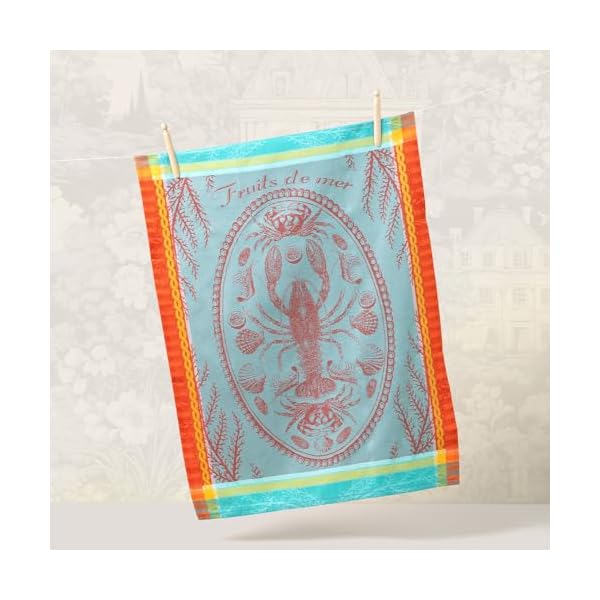 Garnier thiebaut maree basse lagon low water lagoon french kitchen towel 22×30 cotton jacquard  urban country home decor