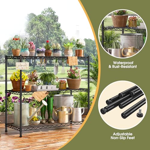 Image of DurayLoly 35.6 inch W Storage Shelves, 3 Tier Adjustable Metal Shelving Unit Heavy Duty Steel Wire Rack for Kitchen,Laundry,Pantry,Office,Garage, Closet,Black(35.6 inch Wx14 inchDx35.6 inchH)