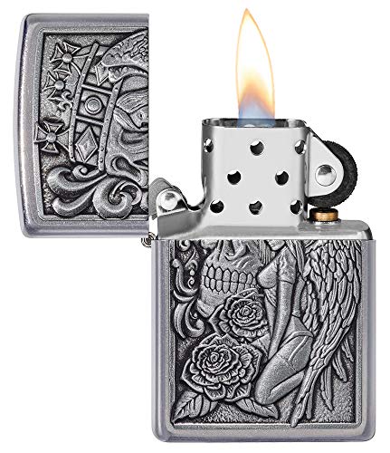 Encendedor Zippo Skull and Angel Emblem Chrome miniatura 3