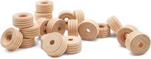 Miniatura 1 de Woodpeckers - Mini ruedas de madera, estilo de banda de rodadura, 1 pulgada de diámetro, paquete de 25, para manualidades y autos de juego de