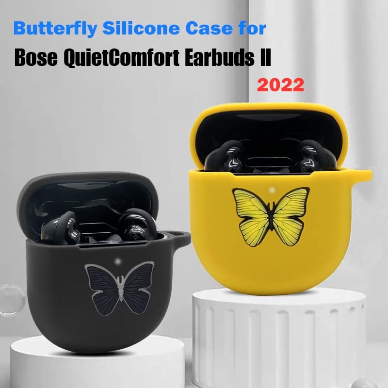 Miniatura 6 de Funda para auriculares Bose QuietComfort II 2022, lindo dije de mariposa de dibujos animados de silicona suave para mujeres, niñas y hombres,