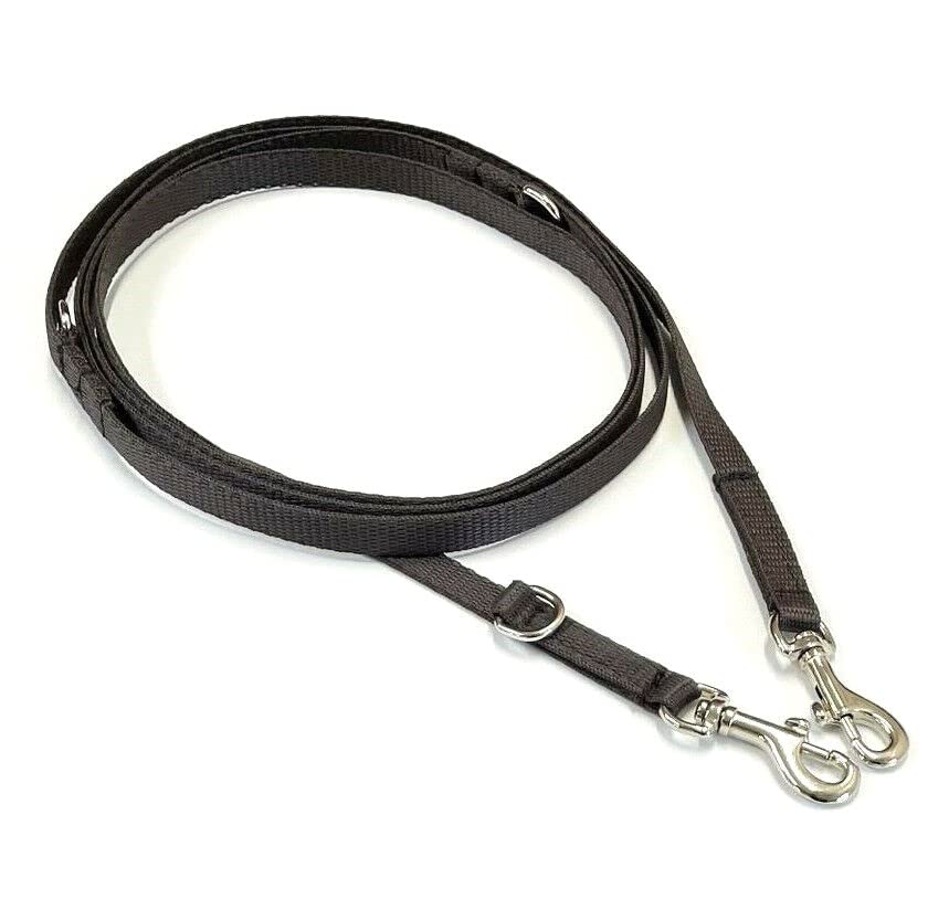Police Style Puppy Training Lead Double Ended Puppy Leash Adjustable Multi-Functional In 13mm Webbing (Brown, 8ft (2.4 Metres))