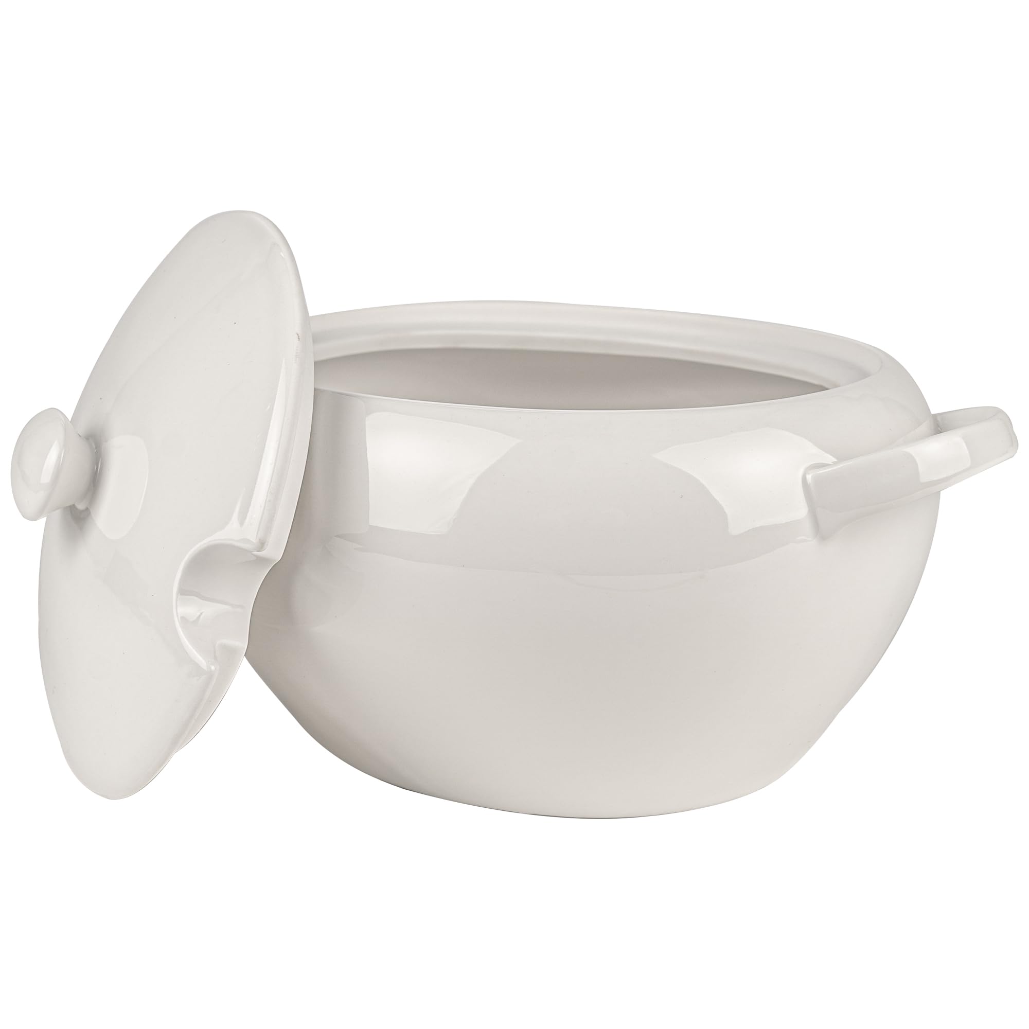 Suppenterrine Porzellan mit Deckel - 3.1L - Weiss Suppenschüssel Groß - Modern Servierschüssel - Soup Terrine - Suppentopf - Suppen Serviertopf - Ideal für Weihnachten - Weißwursttopf