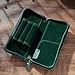 AIGUONIU Vintage Leather Fountain Pen Case with 3 Divided Slots, Zippered Pouch, Handmade Display Holder for Rollerball Pen (Green)