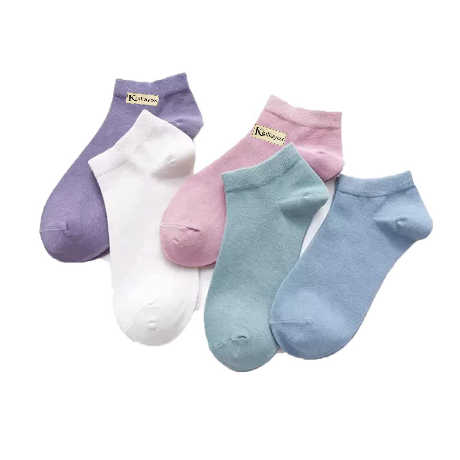 khillayox Killayox Women's Cotton Breathable Ankle Length Socks | Multicolor Comfortable, Colorful Without Thumb Sneaker Socks For Girl's Combo of 5_Free Size-picture-32