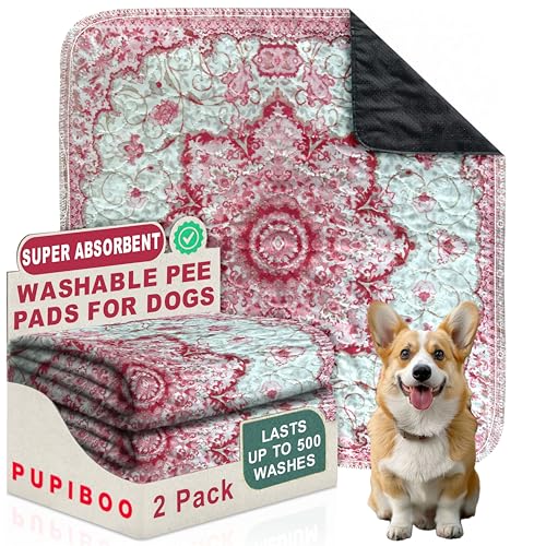 Image of PUPIBOO Washable Pee Pads for Dogs and Cats - Super Absorbent Reusable Puppy Training Pads - 100% Waterproof, Leak-Proof & Non-Slip Whelping Pads for Pet Housebreaking
