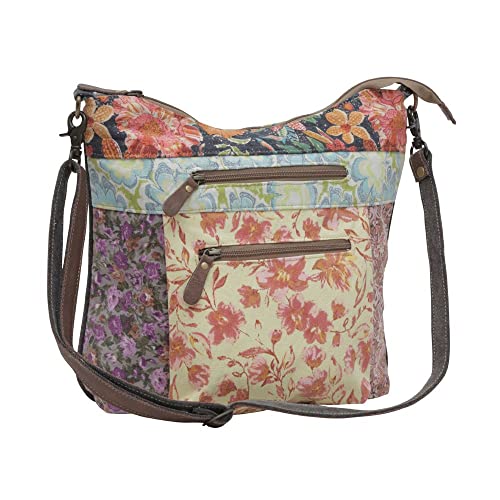 Myra Bag Western Leather Shoulder Bag for Women - Upcycled Canvas Crossbody Le Fleur Essi2