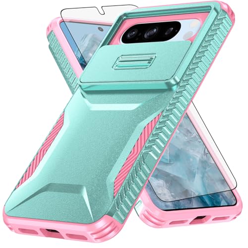 Coque Pixel 8 Pro avec protège-caméra coulissant et verre trempé antichoc