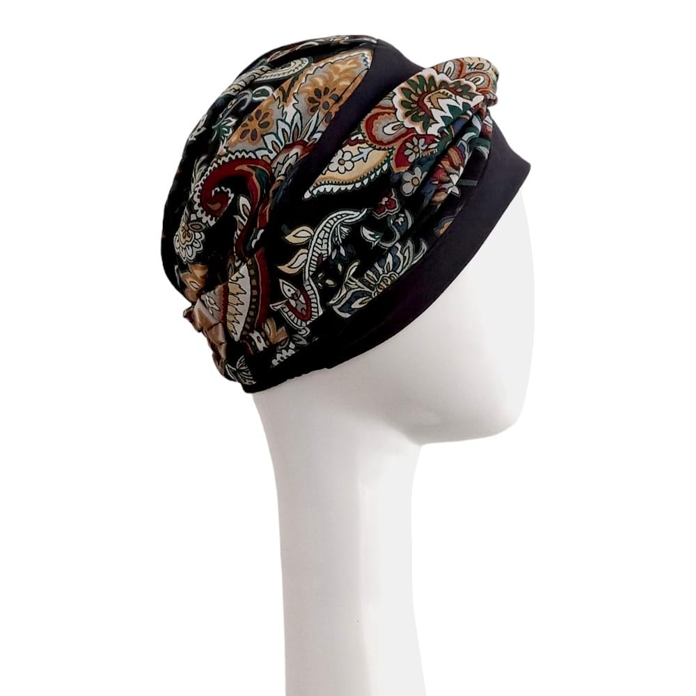 CAREBELL Turbante Elegance Black Cachemira para quimioterapia. Tejido de Algodón. Alopecia y pérdida de Cabello