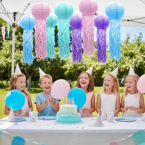 8 Stück Quallen Papierlaternen Papierlaterne Laterne Deko für Geburtstag Partydekorationen Meerjungfrau Geburtstag Deko Ozean Thema Party (Mehrfarbig)