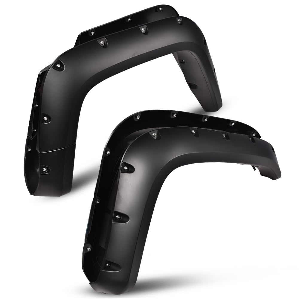 ANDPLAY Pocket Riveted Fender Flares, Compatible With Toyota FJ Cruiser 2007-2014, Black Wheel Cover Protector 4pcs (Smooth Surface)