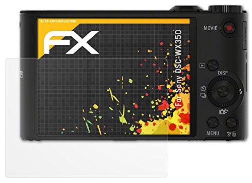 atFoliX Screen Protector compatible with Sony DSC-WX350 Screen Protection Film, anti-reflective and shock-absorbing FX Protector Film (3X)