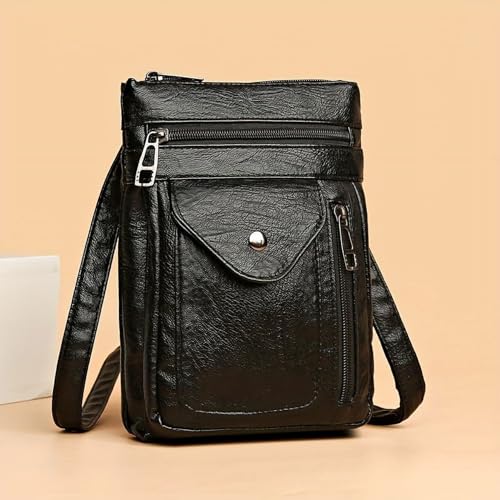 Soft PU Leather Women Man Messenger Bag Crossbody Bag Vintage Handbag Mini Cell Phone Bag