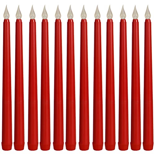 Velas cónicas LED rojas a pilas de diseño realista para decoración navideña y de escritorio