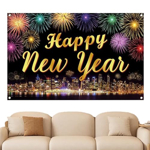Felice Anno Nuovo Sfondi di Capodanno per servizio fotografico 2025 Sfondo banner felice anno nuovo con design fuochi dartificio per accessori per feste di