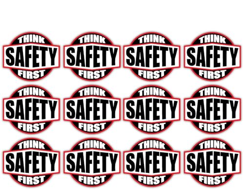 12 Pack | Reflective Think Safety First Hard Hat Stickers | Motorcycle | Welding Biker Helmet Decals | Laborer | Foreman | Welder, Lineman, Construction Vinyl Decal