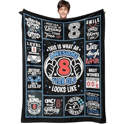 Boy Birthday Gift,Birthday Decorations for Boys Throw Blanket 60 x 50 Inch，Digital Heartwarming Sentences Creative Design Ideal Gifts (60 * 50in, 8th)