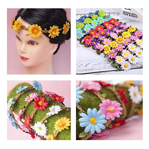 14 Pieces Flower Headband Hair Band for Women Girls Hair Accessories ,Multicolor Daisy Flower Headband Crown for Party Wedding Festival Photo Props
