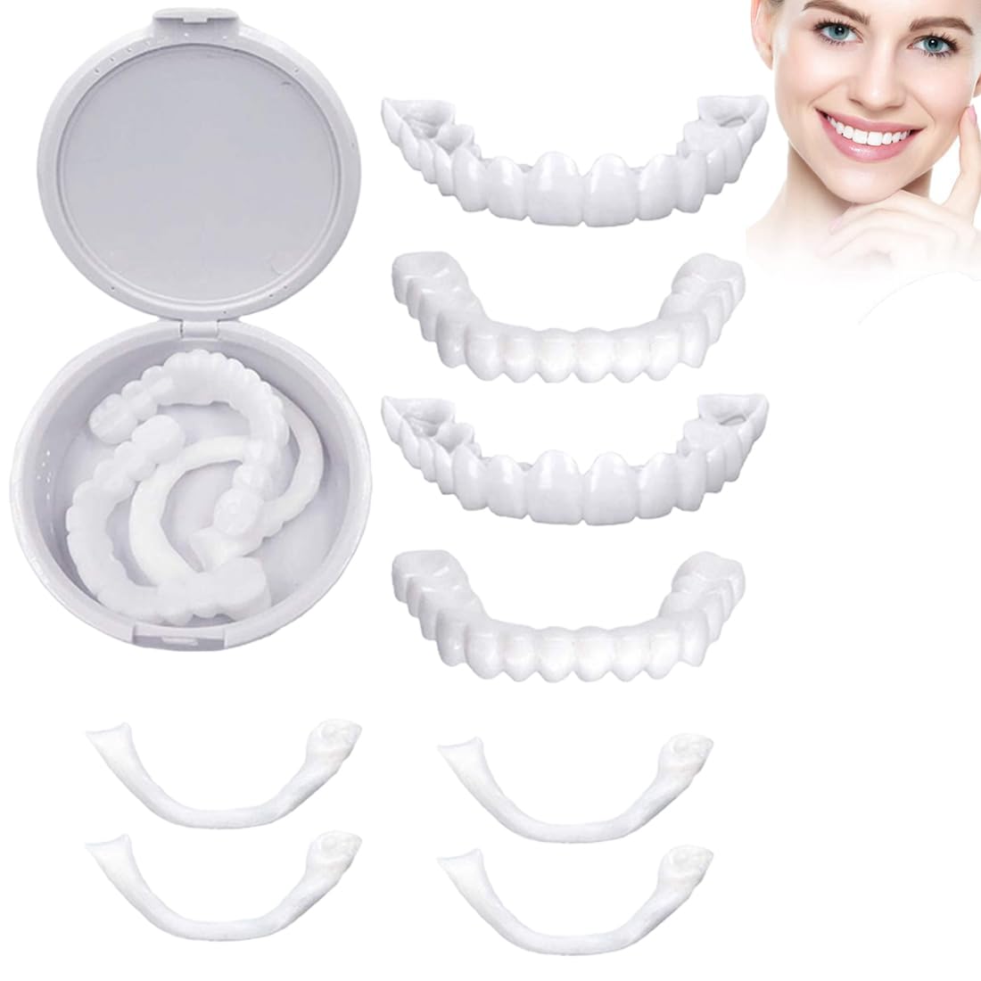 2 Pair Superiore Inferiore Denti,Faccette Denti Cosmetici,Superiore Inferiore Denti Cosmetici,Denti Temporanee,Cosmetici Copertina Orale Sbiancamento Dentale per Uomini e Donne