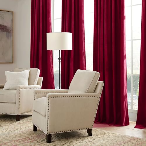 Image of RYB HOME Red Velvet Blackout Curtains 84 inches for Bedroom Living Room | Thermal Insulated,Room Darkening,Super Soft Velvet,Christmas Backdrops,Movie Theater Stage Party Decor,W52 x L84,2 Panels