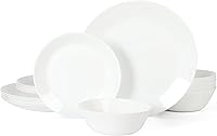 Vista 1 de Martha Stewart Opalton 18-Piece Dinnerware Set – Chip and Break Resistant Opal Glass Plates and Bowls, Lightweight White Dinner Set for 6, Microwave