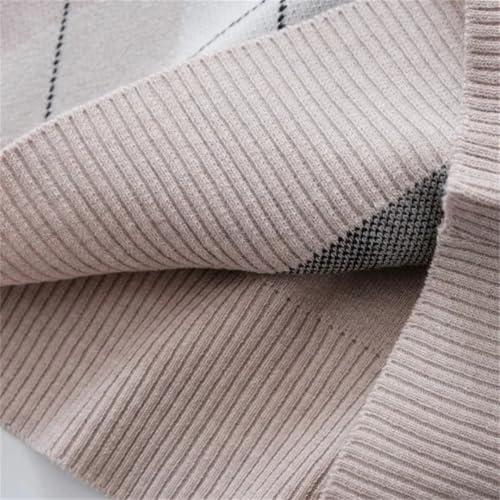 V-Neck Knitted Sweater Vest for Men Plaid Sleeveless Pullover Casual Waistcoat Tops4