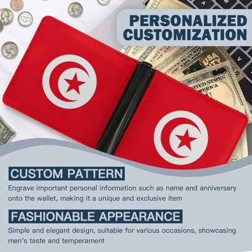 Tunisia Flag Wallet Foldable Patriotic Leather Purse with Card Cash Holder for Men Women Travel Gift2
